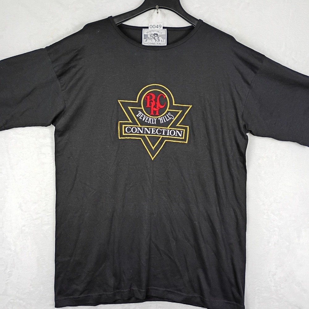 Beverly Hills Connection Vintage T Shirt Black Embroidered Logo One sz USA Made